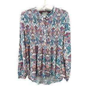 SUNDANCE | Floral Paisley Pintuck Blouse Top Boho Peasant | Small